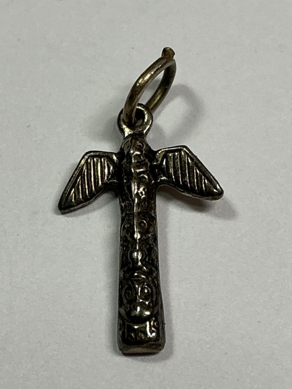 Sterling Silver Totem Pole Pendant, Charm. 3/4 inch long